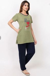 High Quality Plus Size Women's Summer Cotton <b>Pajama</b> <b>Suit</b> Quick Dry Elastic Waist Comfortable Sleepwear for All Sizes Best Price - Product Image 4