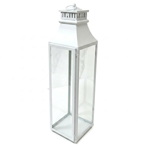 Wholesale Modern <b>Tall</b> White Stainless Steel Handmade Lead Free Durable Candle Pillar Holder <b>Lantern</b> for Home Patio Decoration - Product Image 3