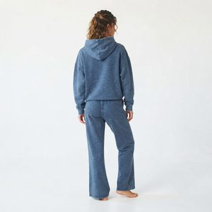 Conjunto de Pantalones Anchos de Algodón de Alta Calidad con Lavado Ácido para Mujer, Estilo Lounge, Hombros Caídos, Impresión Personalizada - Product Image 2