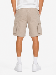 Mens Beige <b>Cargo</b> <b>Shorts</b> Elastic Waist Drawstring Summer <b>Shorts</b> Casual Utility <b>Shorts</b> Multi Pocket <b>Lightweight</b> Breathable Cotton - Product Image 3
