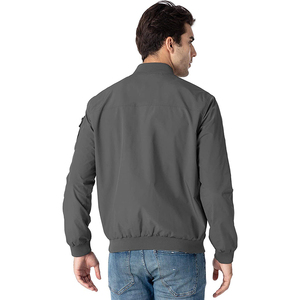 <b>Men's</b> Windproof Solid Color Zipper Closure Stand Collar Casual Wear Polyester Material Breathable Bomber <b>Jacket</b> <b>For</b> Sale - Product Image 6