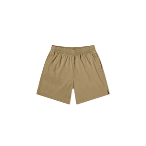 Pantalones cortos tipo cargo beige para hombre con cintura elástica y múltiples bolsillos, estilo casual, tela de secado rápido - Product Image 1