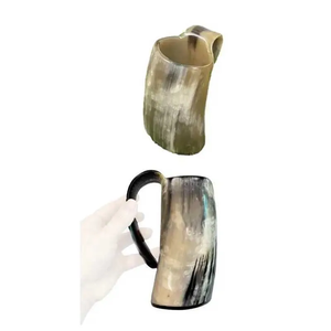 White Eco-Friendly Handmade Carved Buffalo Horn Drinking Mug by FAIZA CRAFT - Product Image 6