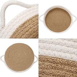 Panier de rangement en jute et coton, tissé à la main, pour placard, cuisine et emballage de mariage, boîte organisatrice polyvalente pour clés - Product Image 6