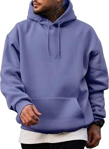 เสื้อสเวตเชิ้ตมีฮู้ดสีทึบสำหรับผู้ชาย ทรงปกติ ผ้าถักขนแกะ สวมใส่สบาย สไตล์ฤดูใบไม้ร่วง สีม่วง - Product Image 3