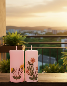 Juego de 2 Velas Decorativas de Cera de Soya y Parafina Hechas a Mano, Ecológicas, No Tóxicas, con Diseño Floral, para Halloween, Navidad, Pascua, Balcón - Product Image 2