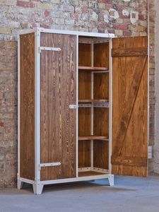 Armoire de classement en acier avec pieds, design grain de bois par transfert thermique, armoire de chambre en métal, armoire à grain de bois - Product Image 6