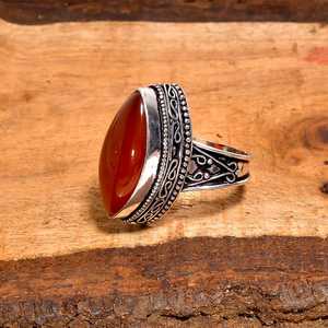 Anillo de cornalina roja con forma de marquesa, estilo vintage, plata de ley 925, hecho a mano, joyería con piedras preciosas, regalo para ella - Product Image 3