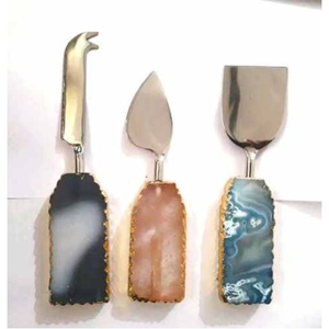 3-Piece Eco-Friendly Dishwasher Safe <b>Cheese</b> <b>Knife</b> Tool <b>Set</b> with Stainless Steel Blades and Resin Handles - Product Image 3