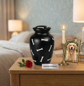 Urna de Cremación de Metal Premium para Mascotas, Perros, Gatos, Conejos, con un Único Diseño de Huesos, Tapa con Rosca Segura, Hermosa y Moderna - Product Image 4