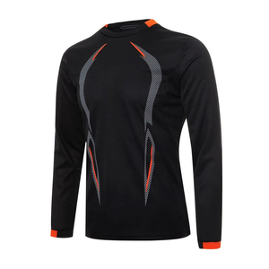 Men's <b>Black</b> <b>Compression</b> <b>Shirt</b> Long Sleeve Athletic Base Layer with Orange Accents for Running Gym Training and Sports - Product Image 4