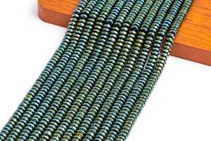 ลูกปัดเฮมาไทต์สีเขียวเกรดพรีเมียมทรงรอนเดลล์ สำหรับทำเครื่องประดับ สร้อยข้อมือ สร้อยคอ งานฝีมือ DIY - Product Image 2