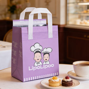 Sac isotherme promotionnel jetable en non-tissé avec feuille d'aluminium pour plats et boissons à emporter, recyclable et isotherme - Product Image 1