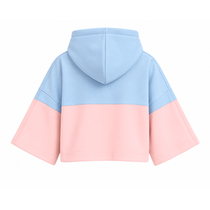 เสื้อฮู้ดครอปสีบล็อกแบบคัสตอม Jack & Jill of America พร้อมโลโก้ปักด้านหน้า สีฟ้าชมพู แขนสั้น สำหรับผู้หญิง - Product Image 4