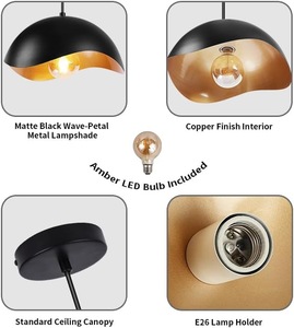 Lampe suspendue unique, luminaire moderne en métal pour îlot de cuisine, salle à manger, chambre à coucher, café, restaurant, intérieur - Product Image 3