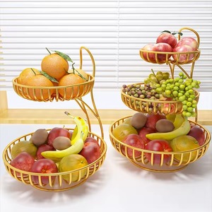 Best Selling Products Manufactured in India Wholesale Cheapest Price Golden Grocery Organizers Fruit <b>Basket</b> Metal for Home <b>Table</b> - Product Image 5