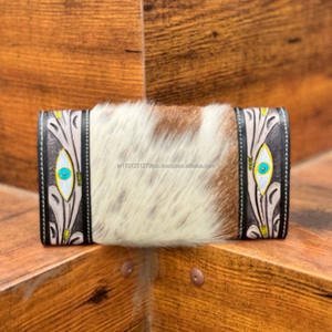 Nuevas carteras de piel de vaca hechas a mano y cuero mecanizado a mano para mujer, elegante Cartera de vaquera de alta calidad personalizada de cuero genuino - Product Image 5