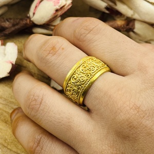 Modern Best <b>Chunky</b> Brass Band <b>Ring</b> Tribal Pattern <b>Rings</b> Women Brass <b>Ring</b> Women 18k Gold Plated Ethnic Filigree Jewelry Wholesale - Product Image 1