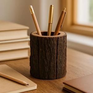 Wooden Brush Holder with Natural Finish for Art Supplies <b>Storage</b> by handmade Collection - Product Image 5