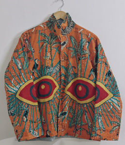 Handmade Woven Breathable Cotton Suzani <b>Kantha</b> Boho Floral Women's Embroidery Eye Print Medium Weight Rajasthan <b>Jacket</b> - Product Image 2