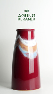Jarrón de Cerámica con Esmalte Rojo y Blanco Estilo Moderno, Agung Keramik, Decoración de Mesa Exquisita y Duradera para el Hogar, Ideal para Hoteles - Product Image 2