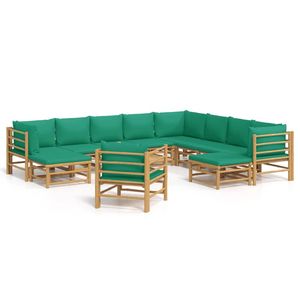 Set Lounge da Giardino 100% Poliestere in Bambù Verde Naturale 100% Bambù 100% Poliestere - Product Image 2