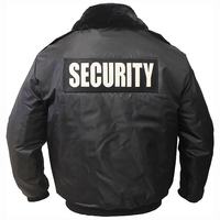 Veste bomber d'hiver de haute qualité pour agents de sécurité PRIMEFIELD ENTERPRISES, noire, 100% coton, col en fourrure, fermeture éclair, uniforme