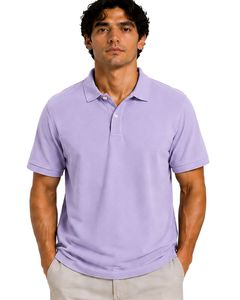 Light Purple Men Polo Shirt Short Sleeve Cotton Pique Fabric Casual Jacquard Pattern Turn <b>Down</b> Collar Luxury Summer Customized - Product Image 1