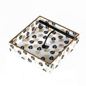 Creative 2 Slot Iron Napkin Holder with Round Base Rose Gold Copper <b>Paper</b> Dispenser Stand for <b>Kitchen</b> Countertop Napkin Holder - Product Image 4