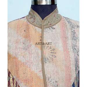 Nueva chaqueta estilo Kantha india hecha a mano con algodón multicolor, estilo vintage con patchwork, estilo étnico bohemio para uso casual. - Product Image 3