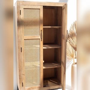 Armario de Madera de Ratán Vandana Vesta Optima, Mueble de Almacenamiento Moderno con Diseño Tejido Natural - Product Image 3