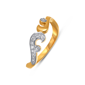 14K Gold Diamond <b>Initial</b> Vintage Curl Diamond <b>Ring</b> For Women Personalized Jewelry Round Cut Diamond 0.12 Ct Fashion <b>Ring</b> - Product Image 2