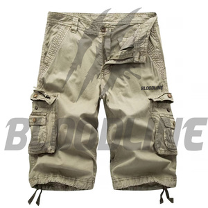 Shorts cargo noirs pour hommes BLOODLINE, taille mi-haute, cordon de serrage, tissu Oxford respirant, décontractés, avec poches et motif imprimé - Product Image 3