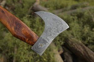 Handmade Industrial DIY Builder's Hatchet <b>Axe</b> Head Damascus Steel Blade 18 Inch Overall Length 3Lb Weight <b>Wood</b> Handle - Product Image 3