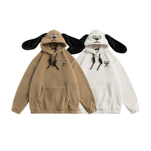OEM Manufacturer Wholesale Winter Custom Logo Dog <b>Ear</b> Men Hoodie Embroidery Unisex Casual Thick Fluffy Fleece Sherpa Hoodie - Product Image 3