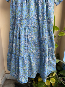 Robe longue maxi à manches longues, col en V, imprimé floral, en tissu de coton imprimé à la main, grande taille, prix usine - Product Image 3