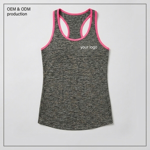 Débardeur de performance pour femme pour le pickleball, en maille chinée, dos nageur, col ras du cou avec bordure contrastante, évacuation de l'humidité, coupe confortable, vêtement de sport - Product Image 3