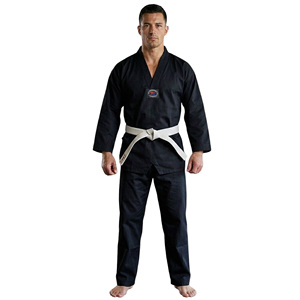 Uniforme de Taekwondo Negro para Hombre con Cinturón Blanco, Ropa de Artes Marciales de Algodón Resistente, Corte Regular, Talla Adulto - Product Image 1