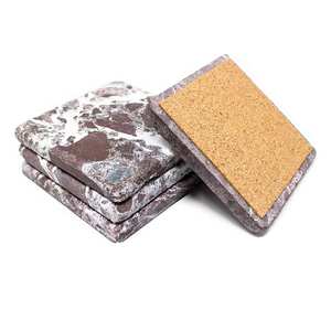 Sous-verres en marbre naturel absorbant avec support en liège, lot de quatre, cadeau de mariage - Product Image 5