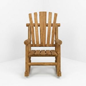 Fauteuil à bascule en bois de teck massif, dossier haut, avec lattes, finition naturelle, pour hôtels, complexes hôteliers, villas et professionnels de l'hôtellerie - Product Image 2