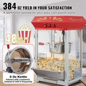 Macchina per Popcorn da Banco 850W, Pentola da 8 Oz, 48 Tazze per Ciclo, con Vetro Temperato, per Mais - Product Image 2