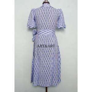 Vestido Midi de Algodón para Mujer con Estampado Floral, Cuello en V, Manga Corta, Estilo Boho, para Bodas, Fiestas Casuales, Traje de Baño, Vestido con Cordones - Product Image 6