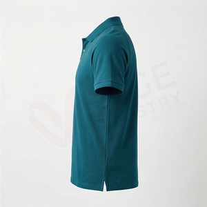 Polo à manches courtes pour homme, couleur turquoise, tricoté, uni, décontracté, coupe classique, boutons - Product Image 3