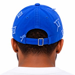 Casquette de baseball décontractée bleu roi avec patch numéro 8 blanc, design en coton délavé, visière incurvée, réglable, chapeau de sport pour homme - Product Image 2