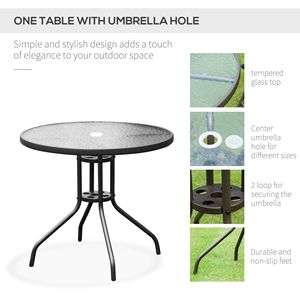 6 Piece Patio <b>Dining</b> <b>Set</b> <b>for</b> <b>4</b> <b>Round</b> Glass <b>Table</b> with Umbrella and <b>4</b> Folding <b>Dining</b> Chairs <b>for</b> Outdoor Hospital Use - Product Image 5
