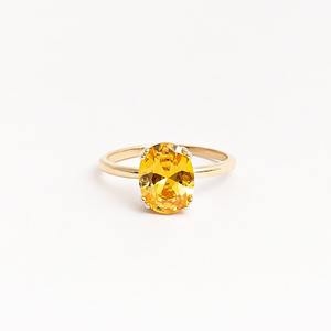 Anillo ovalado de citrino, piedra de nacimiento de noviembre, plata de ley 925, chapado en oro de 14 quilates, anillo de piedra preciosa amarilla para mujer, regalo. - Product Image 1