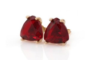 Boucles d'oreilles clous en argent sterling 925 massif, garnet rouge naturel taille triligne facettée, pierres semi-précieuses, bijoux fins, vente chaude - Product Image 3
