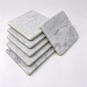 Natural White <b>Marble</b> <b>Coasters</b> for Home and Hotel Use Round <b>Marble</b> <b>Coaster</b> Set Manufacturer Direct Price - Product Image 1