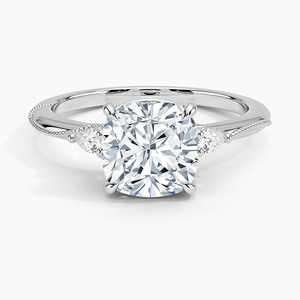Bague BOJ 032 en argent 925, coupe coussin, camélia, trois pierres, diamant 2 carats couleur D VVS1, moissanite certifiée GRA, prix bas - Product Image 1