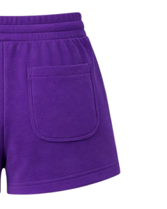 Custom Purple Women Sweat Shorts Cotton Fleece Elastic Waist <b>Drawstring</b> Gym Casual Summer Shorts OEM Manufacturer Supplier - Product Image 6